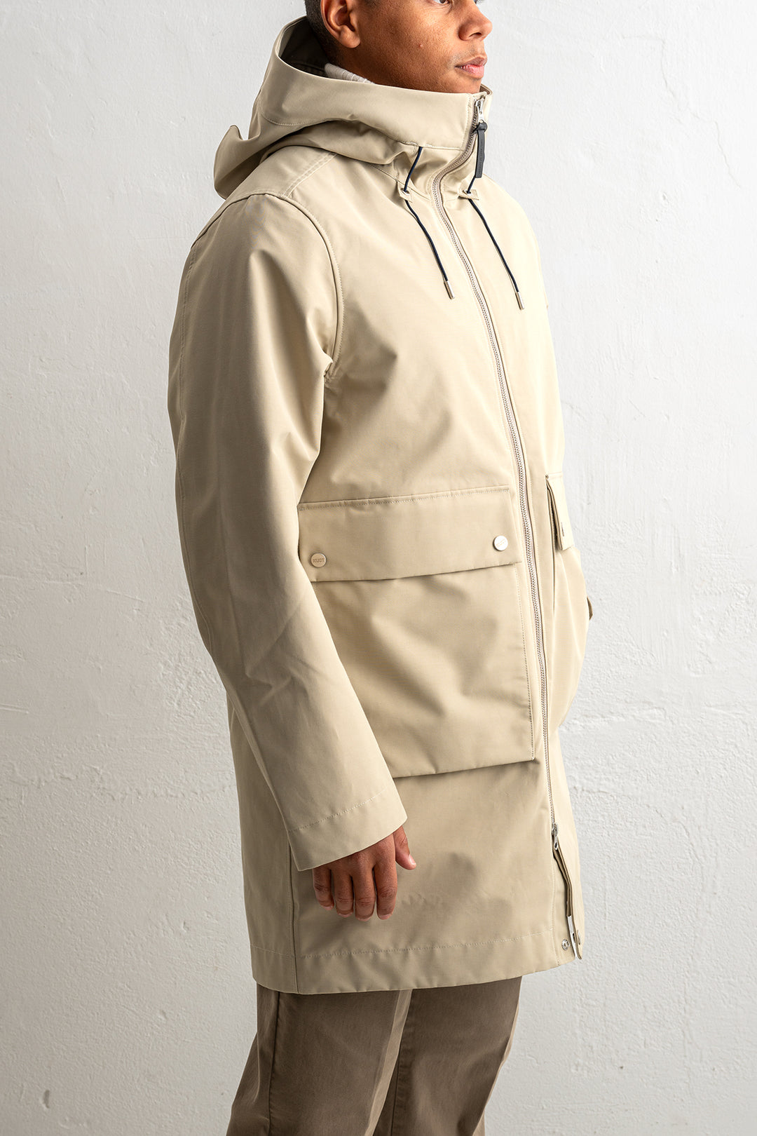 Mens Parka Khaki Red