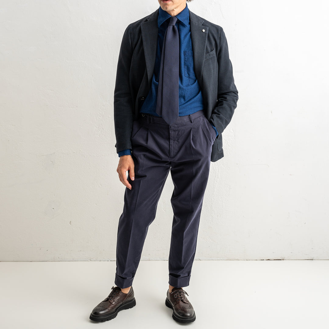 Herringbone Cotton Blazer Navy
