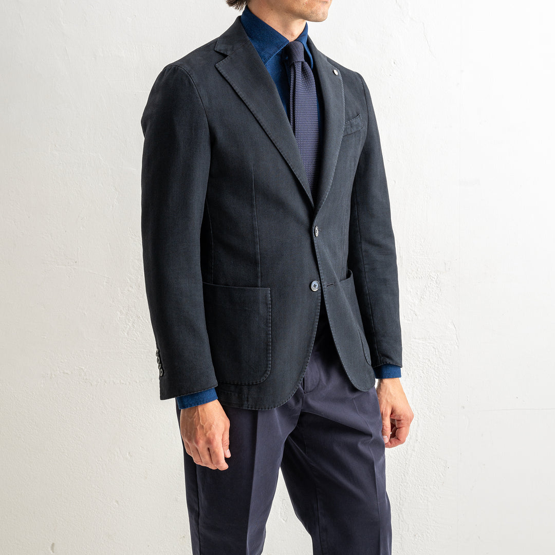 Herringbone Cotton Blazer Navy