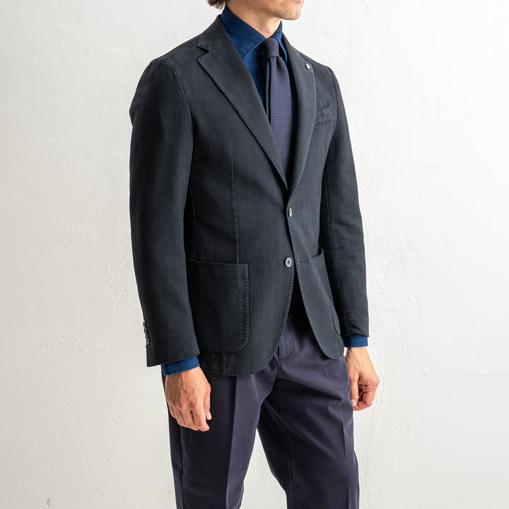 Herringbone Cotton Blazer Navy