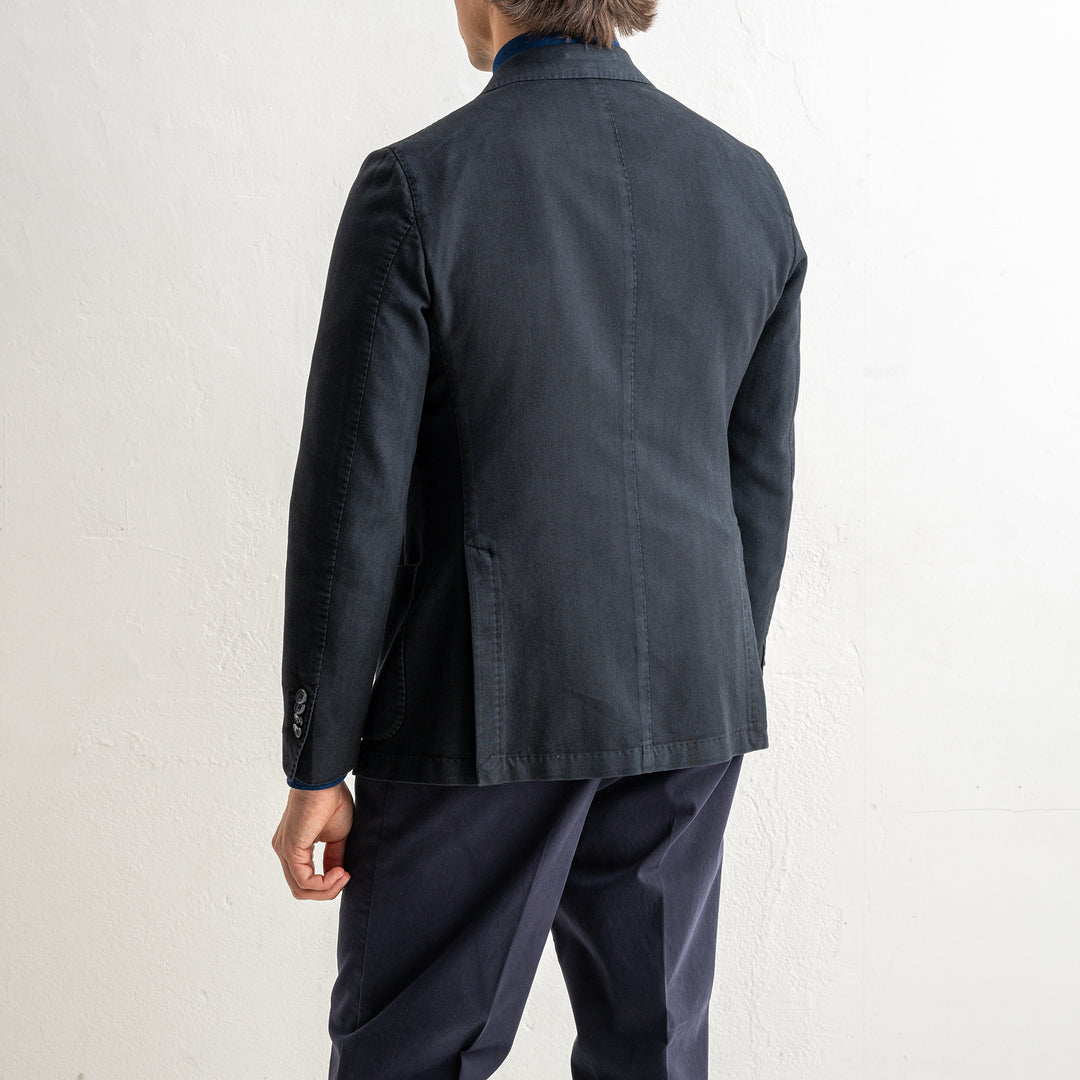 Herringbone Cotton Blazer Navy
