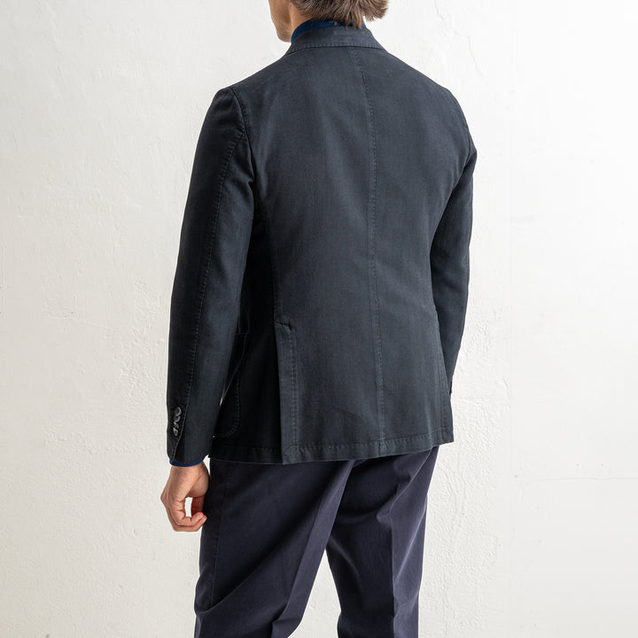Herringbone Cotton Blazer Navy