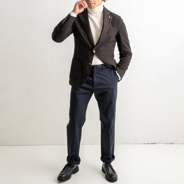 Herringbone Cotton Blazer Dark Brown