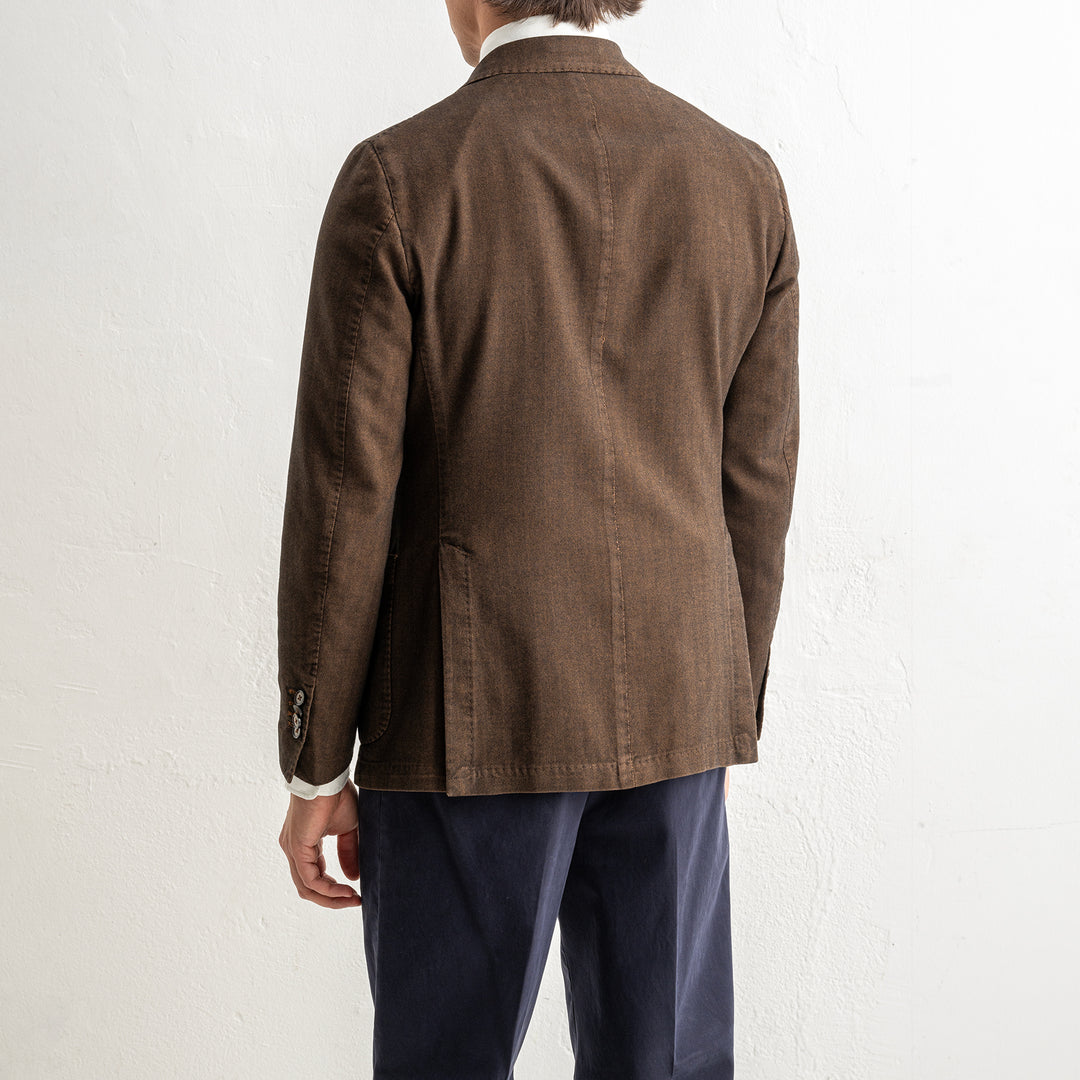 Herringbone Cotton Blazer Brown