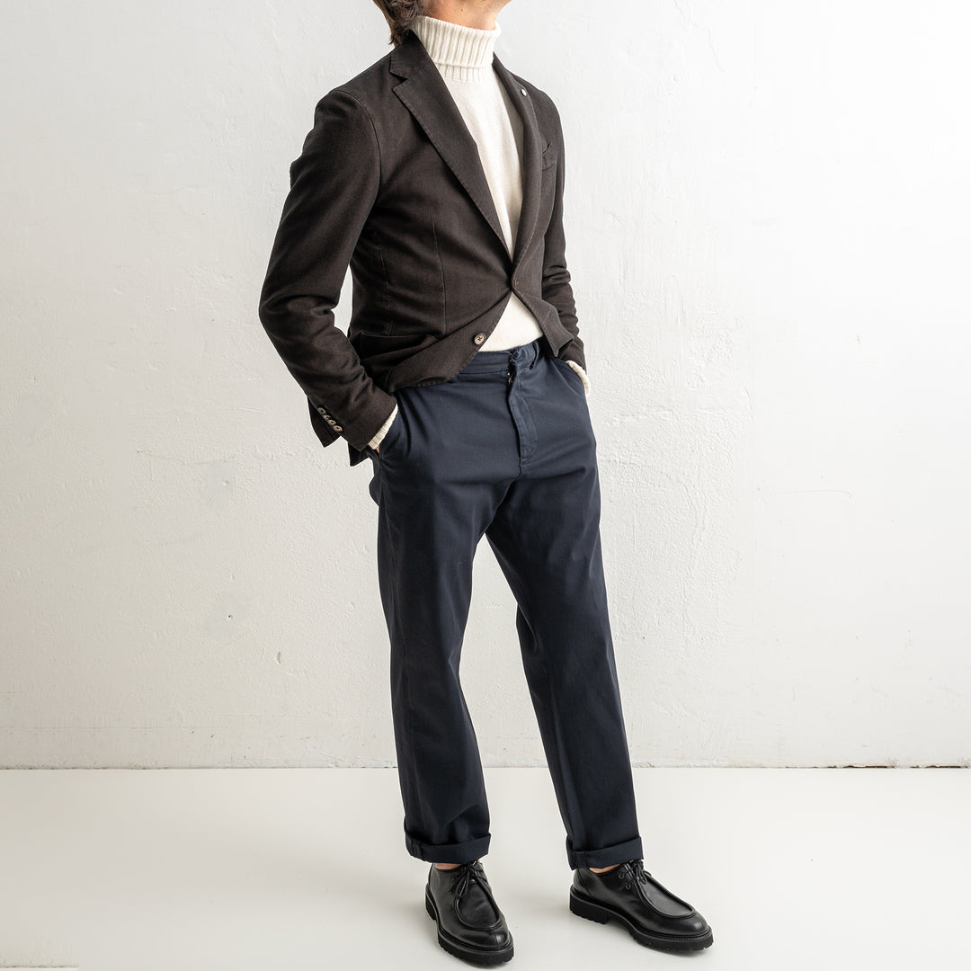 Herringbone Cotton Blazer Dark Brown