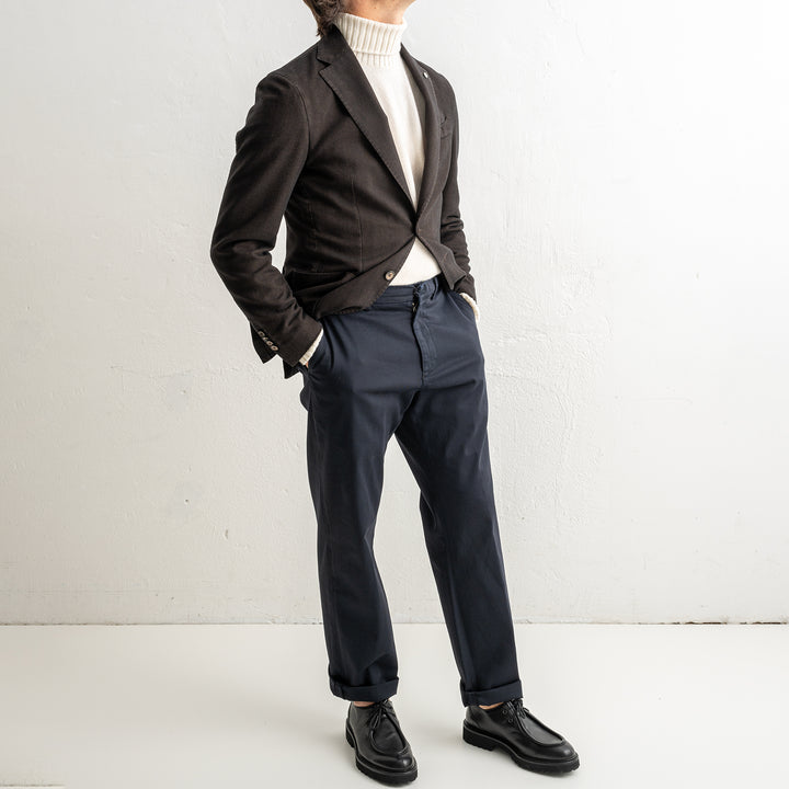Herringbone Cotton Blazer Dark Brown