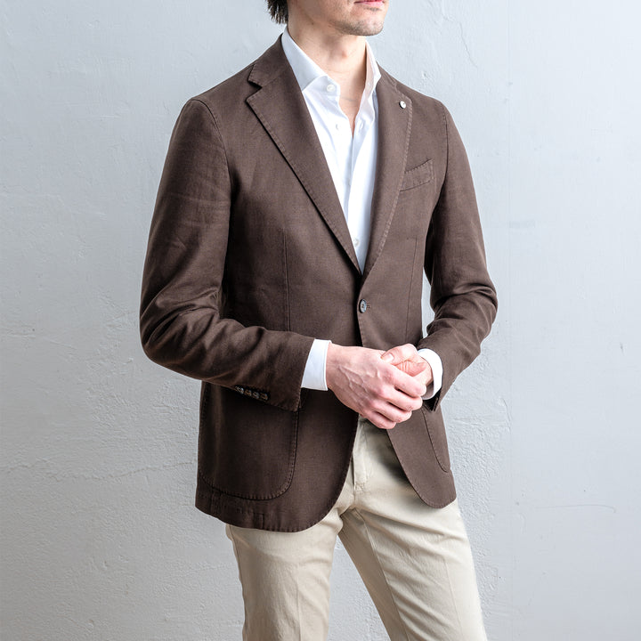 Linen Cotton Blazer Brown