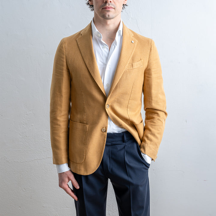 Linen Cotton Blazer Mustard