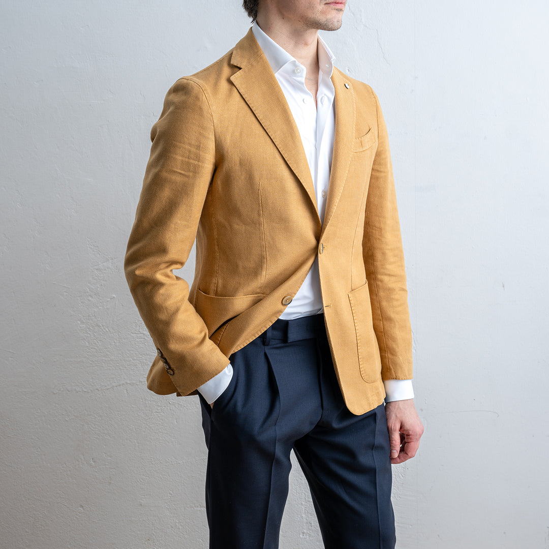 Linen Cotton Blazer Mustard