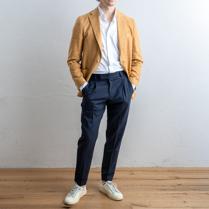 Linen Cotton Blazer Mustard