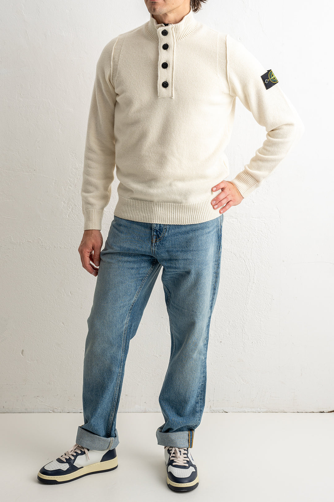 Lambswool Half Zip Sweater 5100040 IVORY