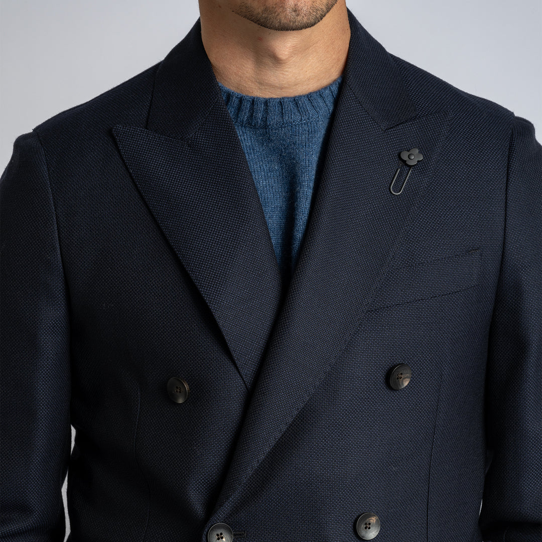 Double Breasted Wool Blazer Navy