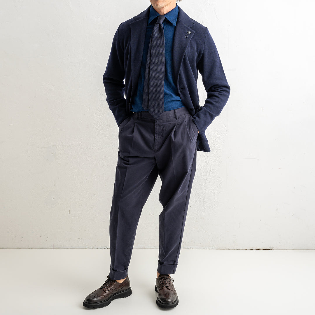 Classic Wool Knitwear Blazer. Navy