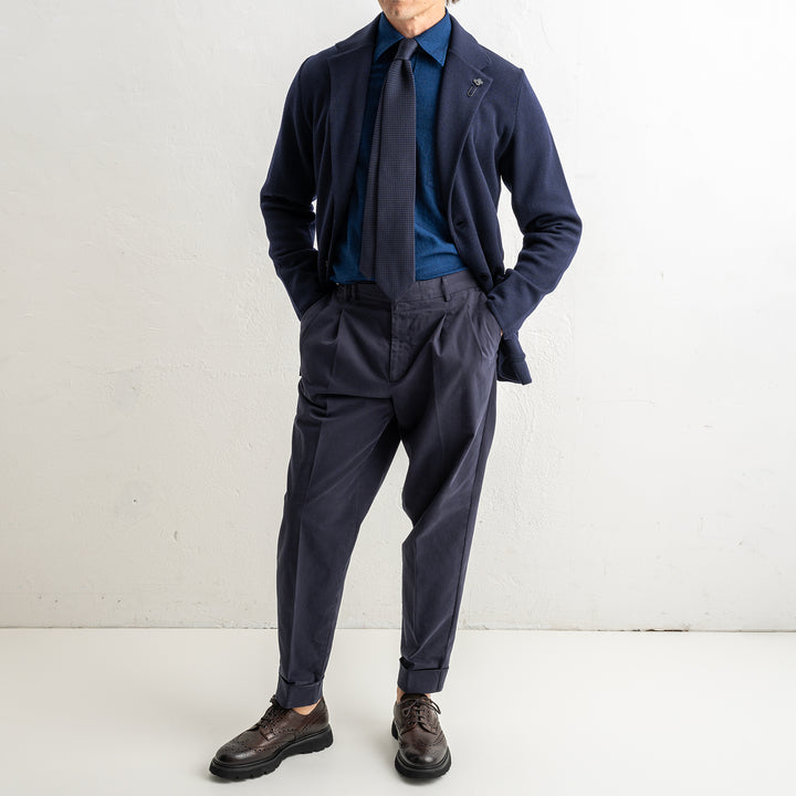 Classic Wool Knitwear Blazer. Navy