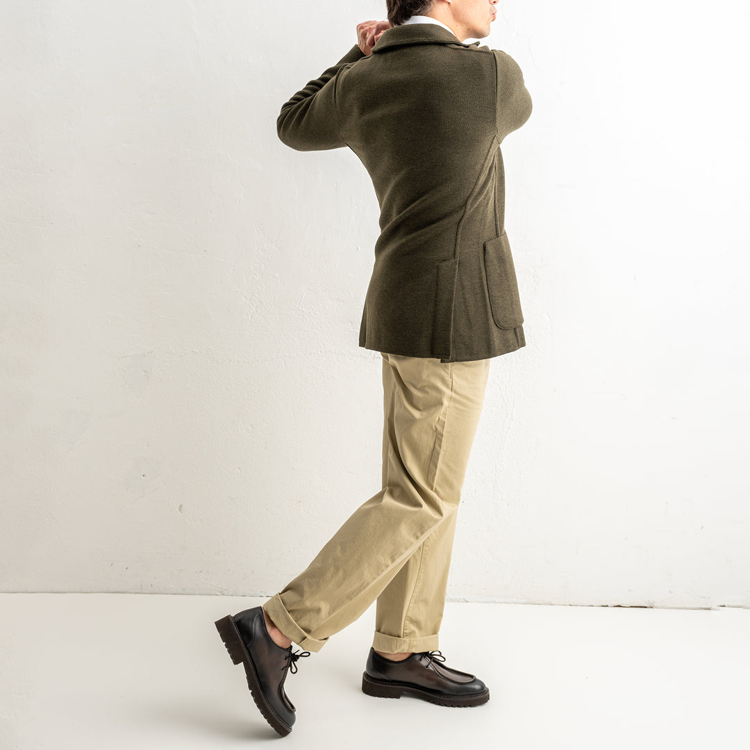 Classic Wool Knitwear Blazer. Green
