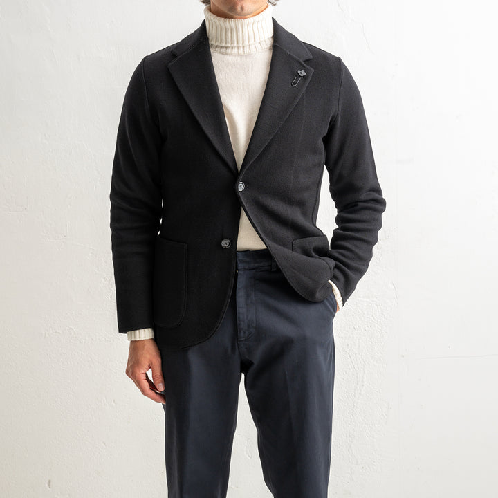 Classic Wool Knitwear Blazer. Black