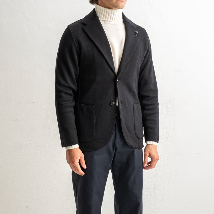 Classic Wool Knitwear Blazer. Black