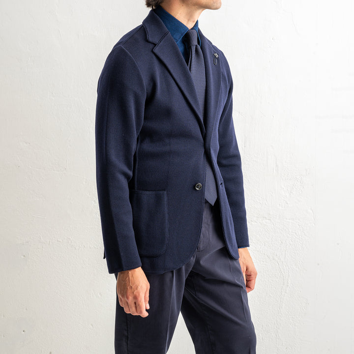 Classic Wool Knitwear Blazer. Navy