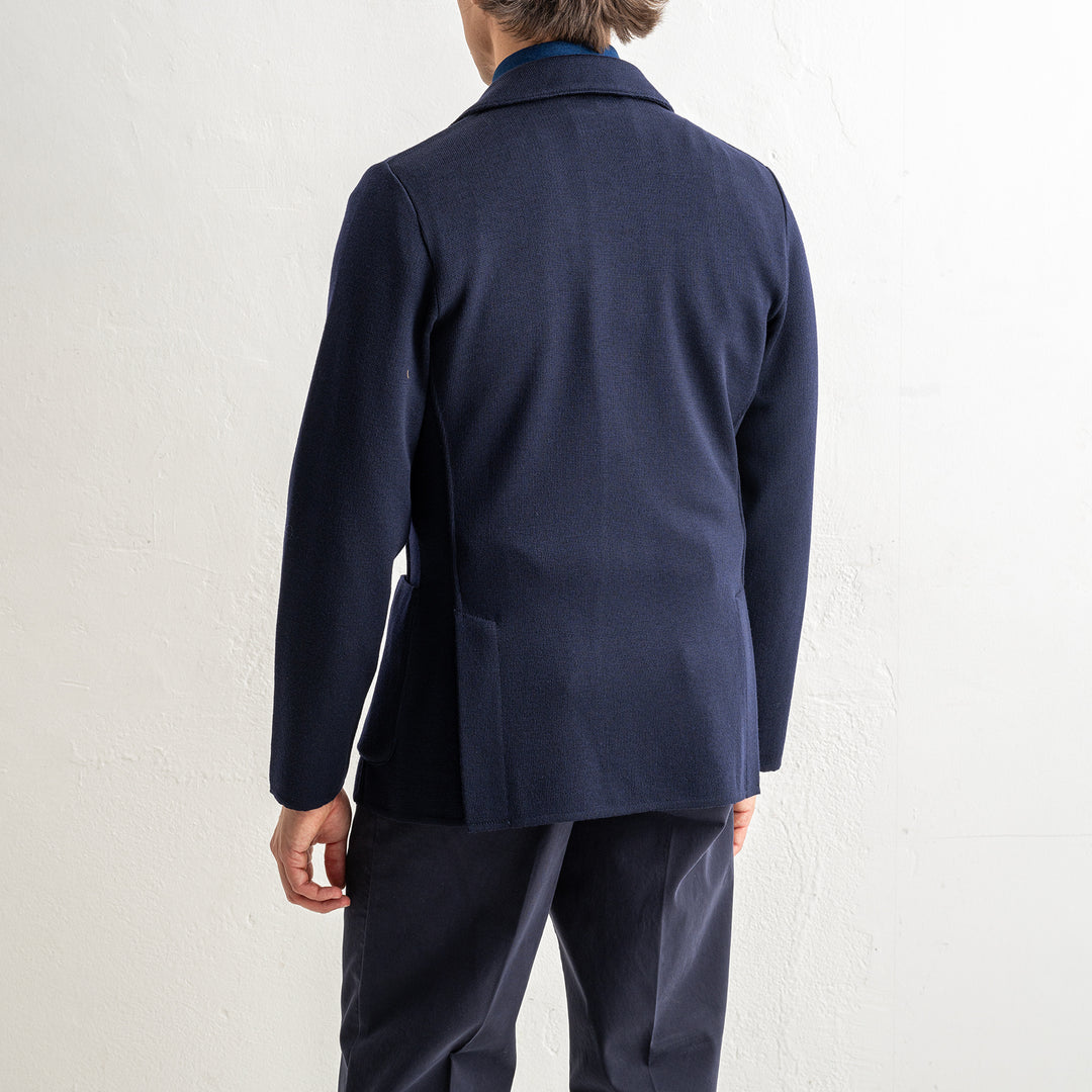 Classic Wool Knitwear Blazer. Navy