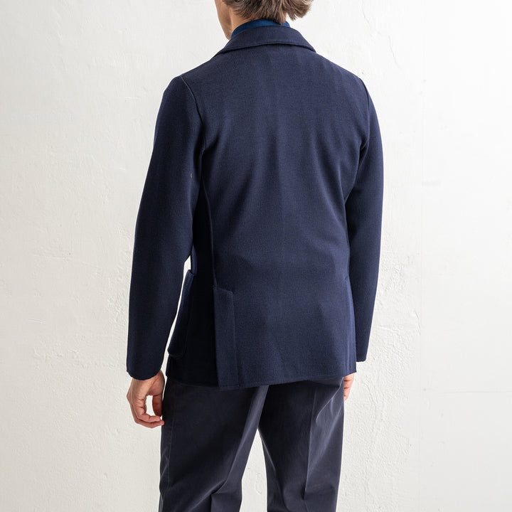 Classic Wool Knitwear Blazer. Navy