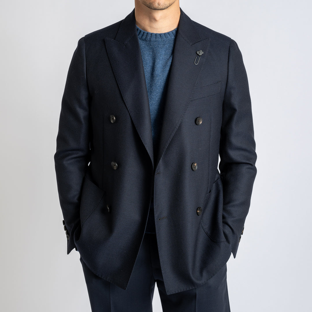 Double Breasted Wool Blazer Navy