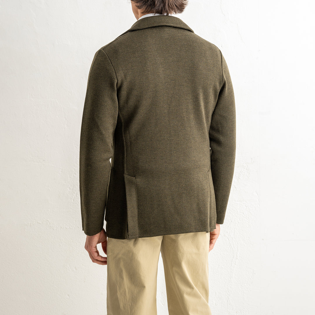 Classic Wool Knitwear Blazer. Green