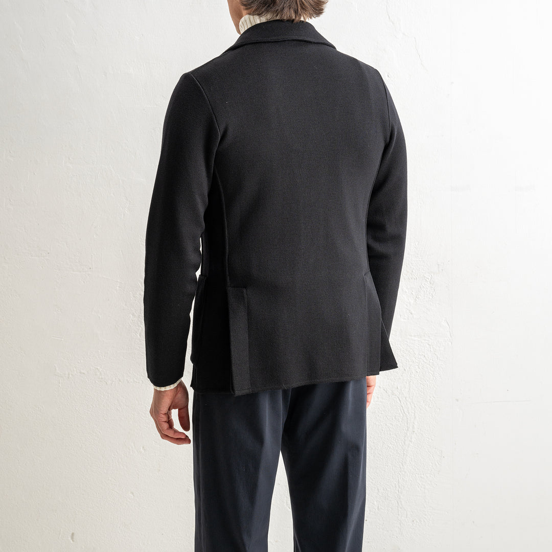 Classic Wool Knitwear Blazer. Black