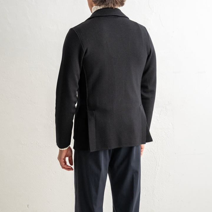 Classic Wool Knitwear Blazer. Black