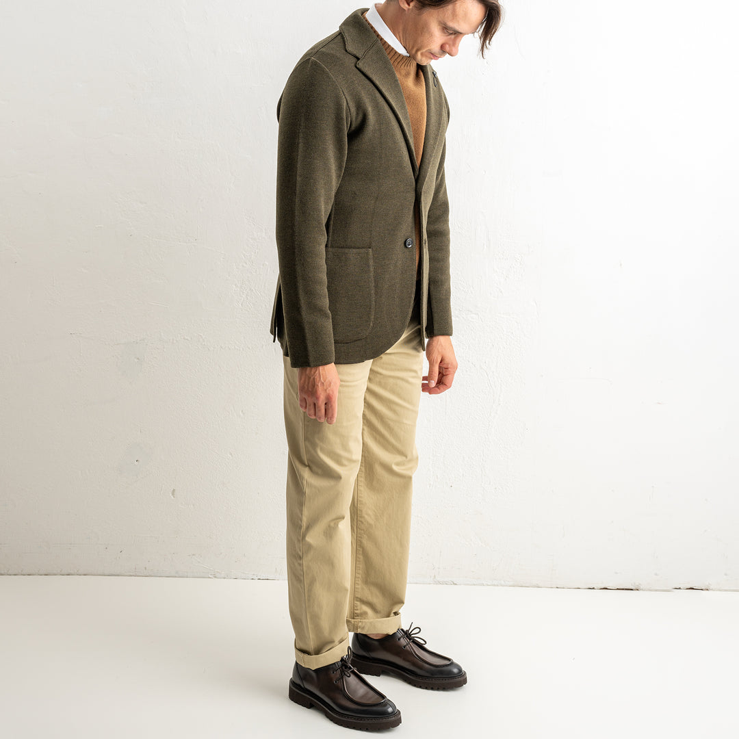 Classic Wool Knitwear Blazer. Green