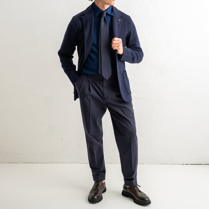 Classic Wool Knitwear Blazer. Navy