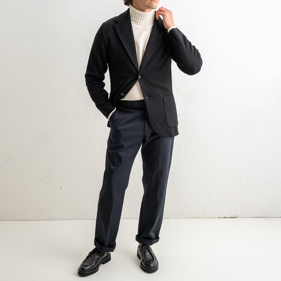 Classic Wool Knitwear Blazer. Black