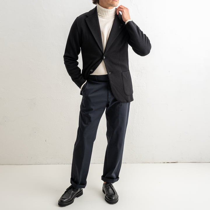 Classic Wool Knitwear Blazer. Black