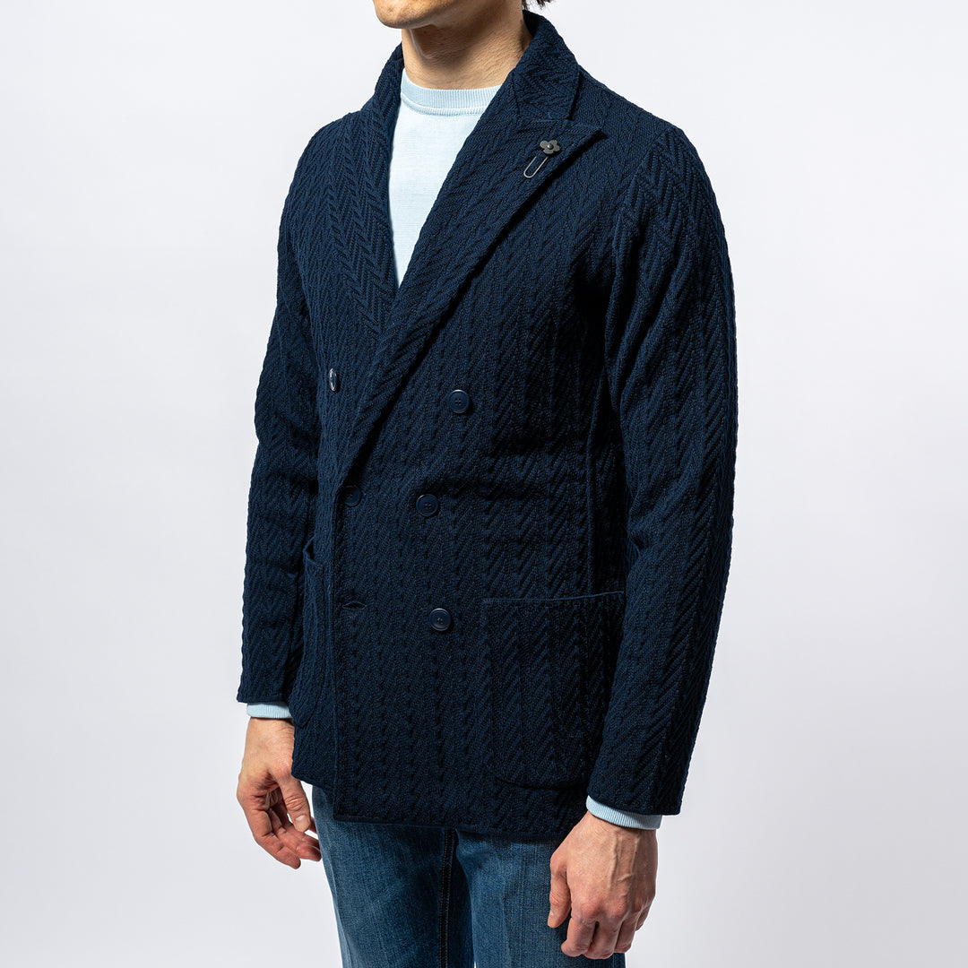 Double Breasted Knit Jacket NAVY