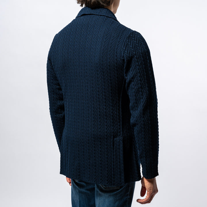 Double Breasted Knit Jacket NAVY