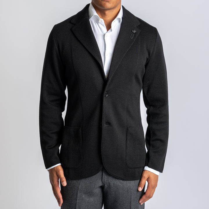 Wool Knitted Blazer Black