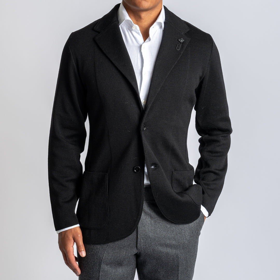 Wool Knitted Blazer Black