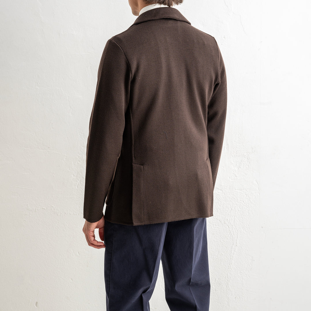 Classic Wool Knitwear Blazer. Brown