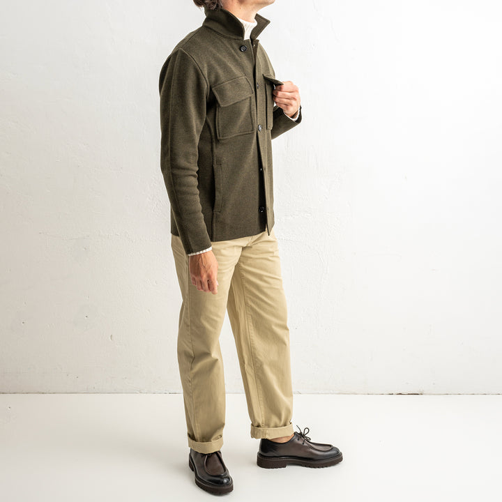 Luxury Wool Knitwear Overshirt Green