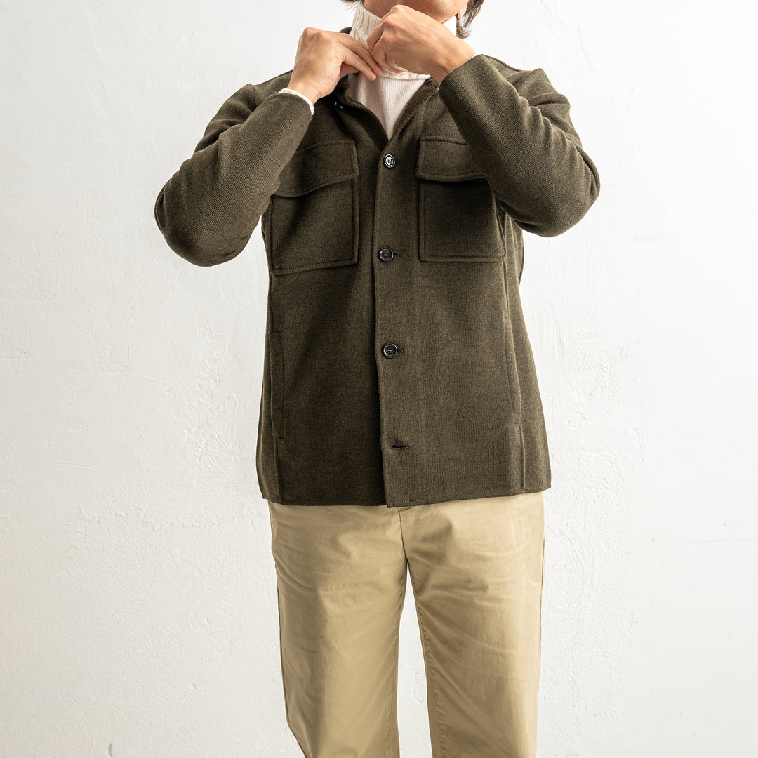 Luxury Wool Knitwear Overshirt Green