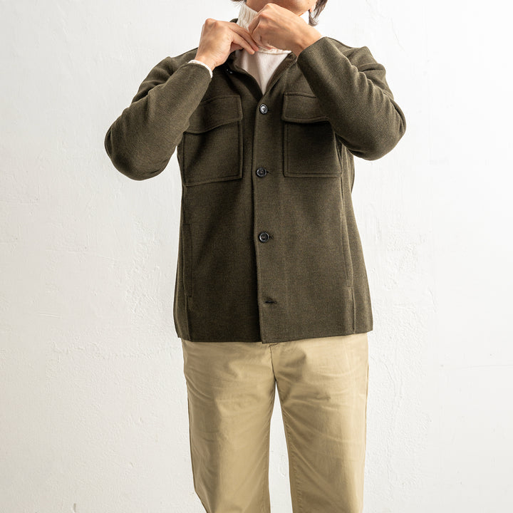 Luxury Wool Knitwear Overshirt Green