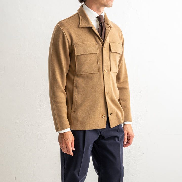 Luxury Wool Knitwear Overshirt Beige