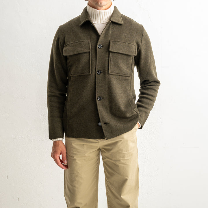 Luxury Wool Knitwear Overshirt Green