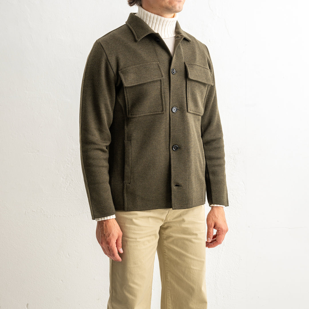 Luxury Wool Knitwear Overshirt Green