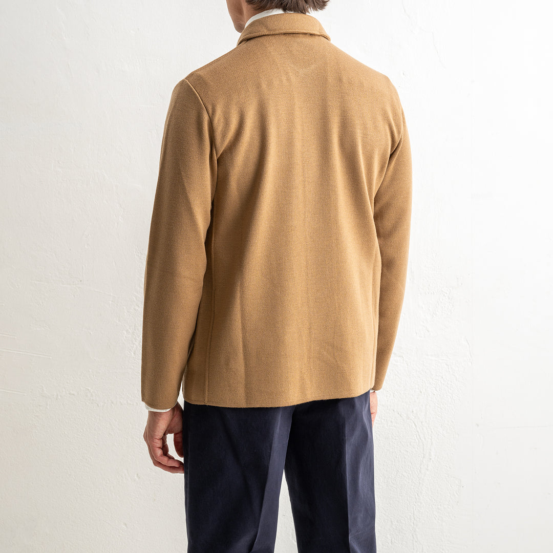 Luxury Wool Knitwear Overshirt Beige