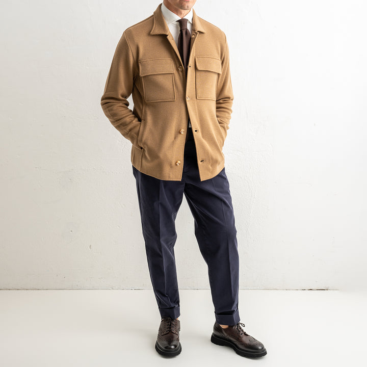 Luxury Wool Knitwear Overshirt Beige