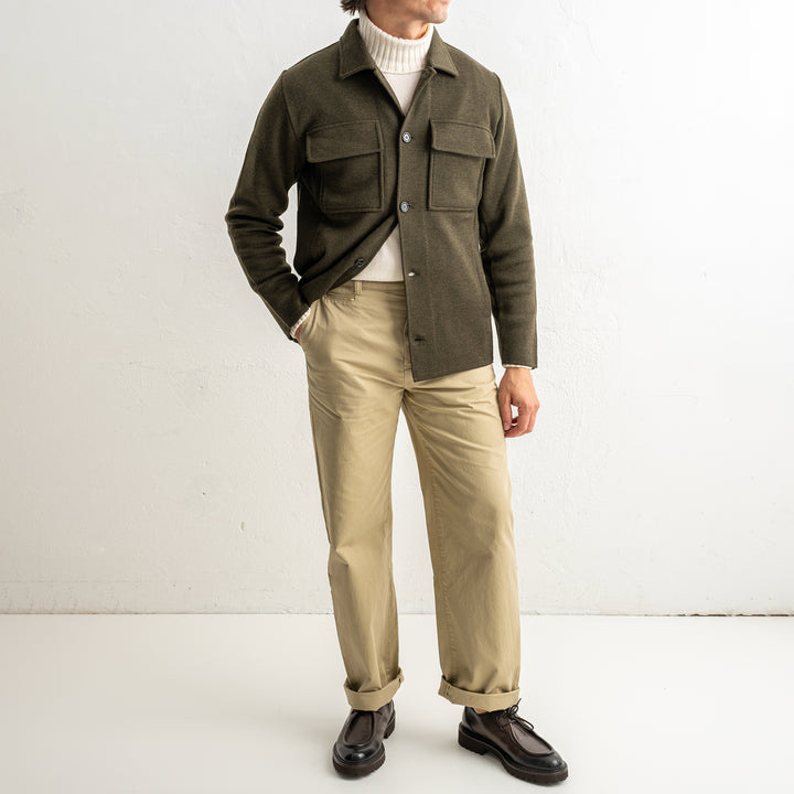 Luxury Wool Knitwear Overshirt Green