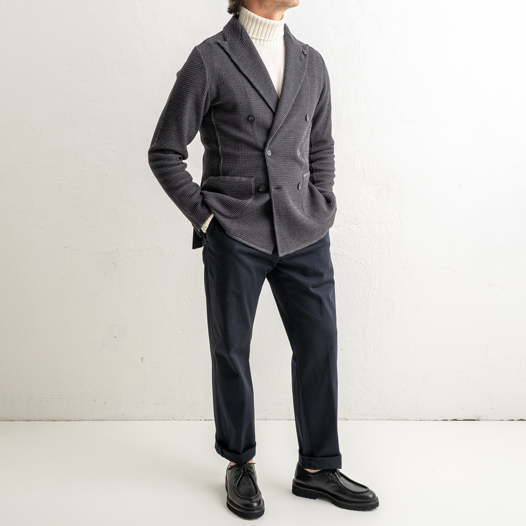 Houndtooth Wool Knitwear Blazer Grey