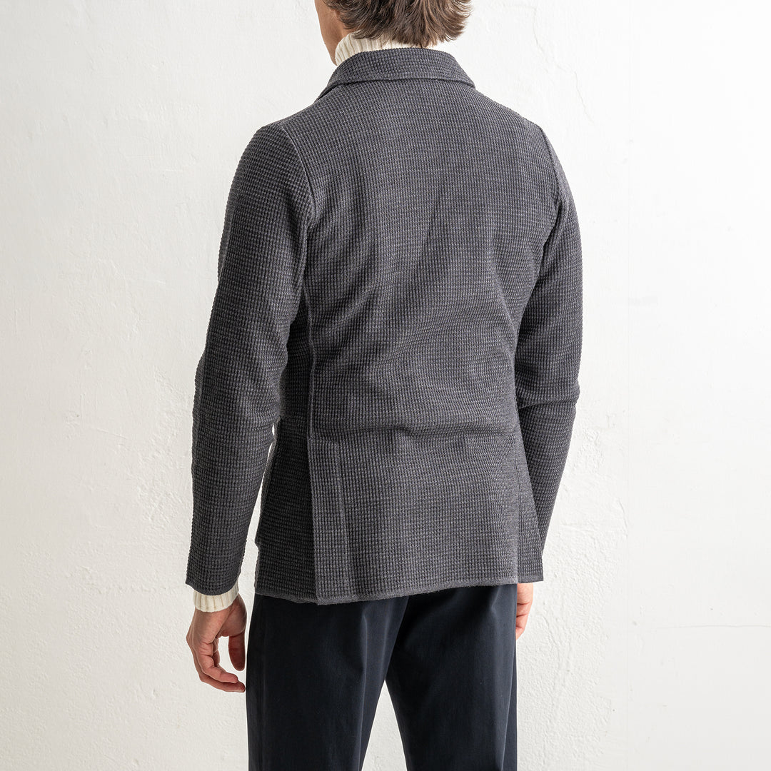 Houndtooth Wool Knitwear Blazer Grey