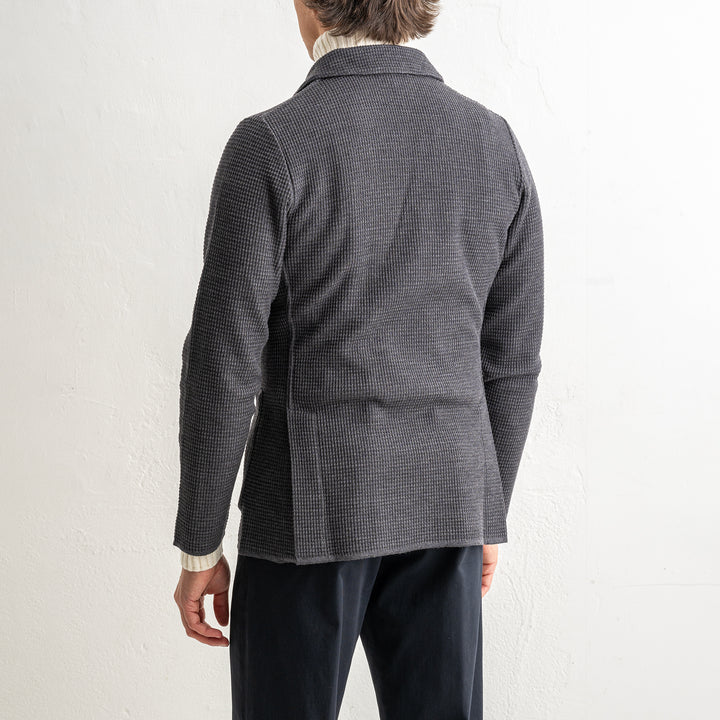 Houndtooth Wool Knitwear Blazer Grey
