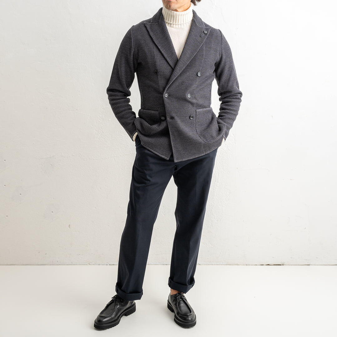 Houndtooth Wool Knitwear Blazer Grey